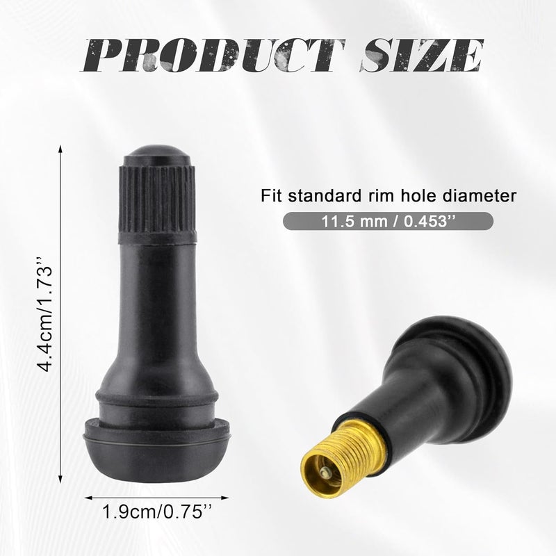 Quacc 10 PCS TR413 Rubber Snap-in Tire Valve Stems Sturdy Replacement Tyre Valves Stems for 0.453" Tubeless Rim Holes on Cars, Go-Karts, Trucks, Lawn mowers, Trailers - Image 2